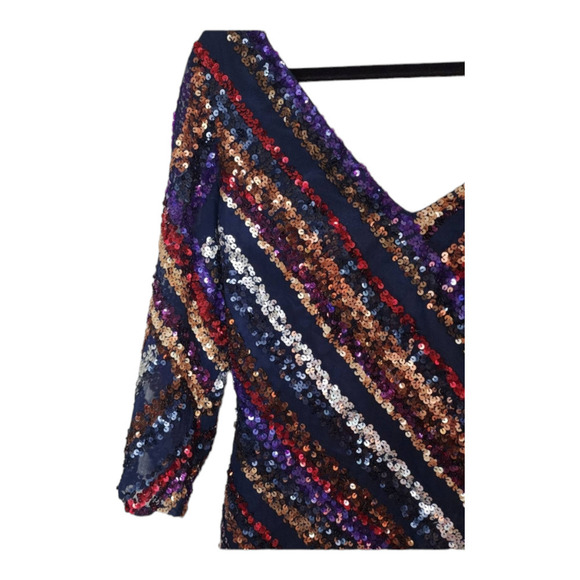 New SCALA silk navy blue with sequins Homecoming Cocktail Dress size 6 - Picture 3 of 11